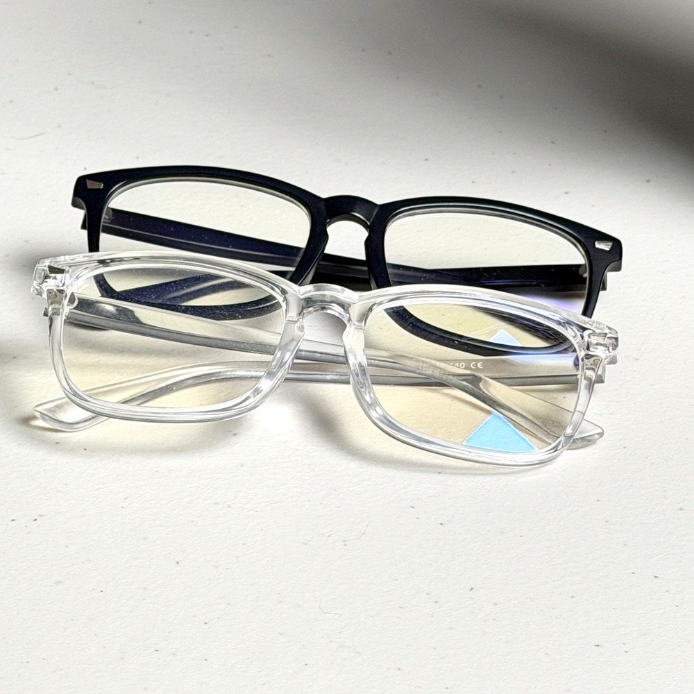 Blue Light Blocking Frames Set 2pk Black Clear Square E5010 Office Tech